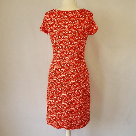 Boden SS Jersey Dress Orange w/ White Floral Print Size 6P - Picture 5 of 15